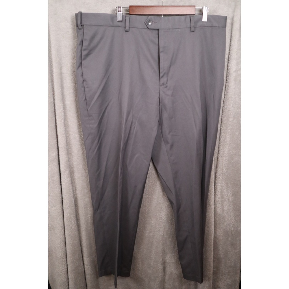 Perry Ellis Portfolio Mens Gray Stretch Dress Pants 40x30 Flat Front SA3446